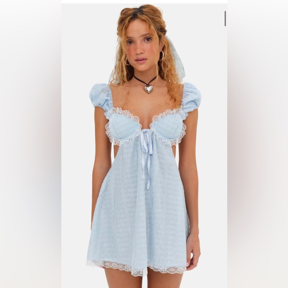 Catherine Mini Dress in Blue for love and lemons XS NWT